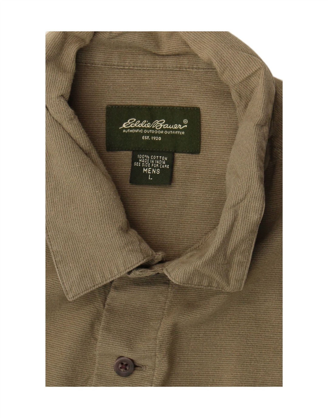 EDDIE BAUER Chemise à manches courtes pour homme en coton à fines rayures kaki