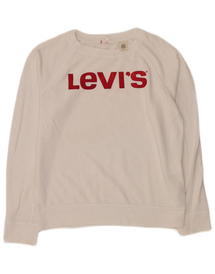 LEVI'S Sweat-shirt surdimensionné pour femme UK 10 Petit coton blanc