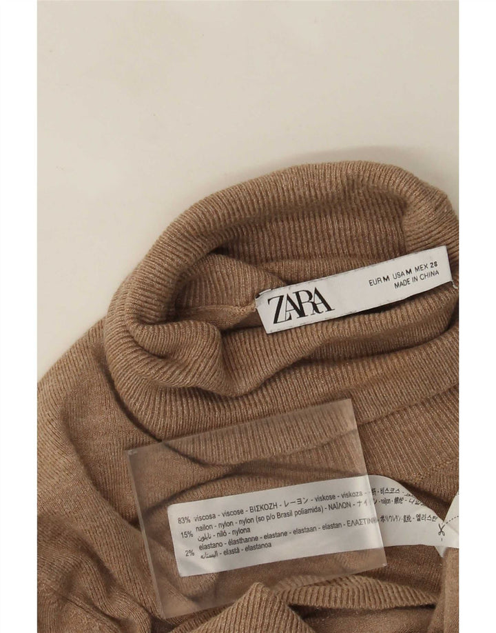 Zara Pull col roulé pour femme UK 12 Viscose beige moyen
