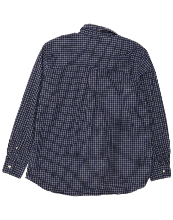 Chaps Chemise en flanelle pour homme facile d'entretien en coton à carreaux bleu marine