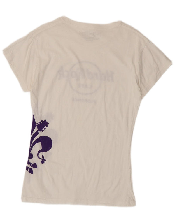 Hard Rock Cafe Florence Graphic T-Shirt Top UK 14 Grand Coton Blanc