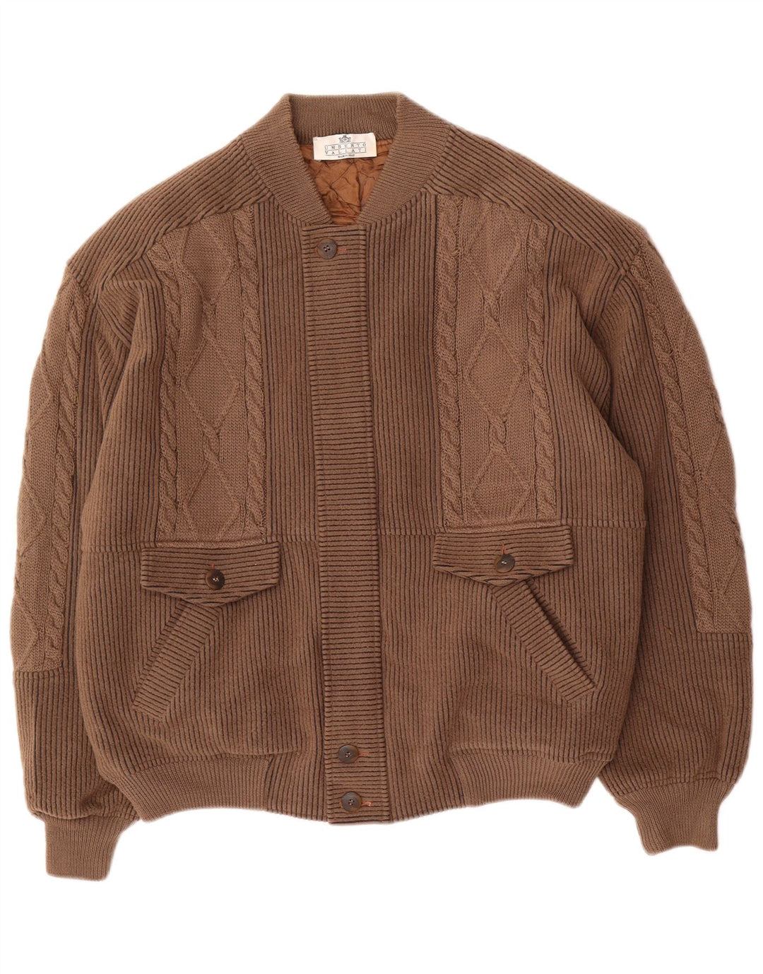 UMBERTO VALLATI Veste Bomber En Tricot Homme IT 52 XL Marron Géométrique