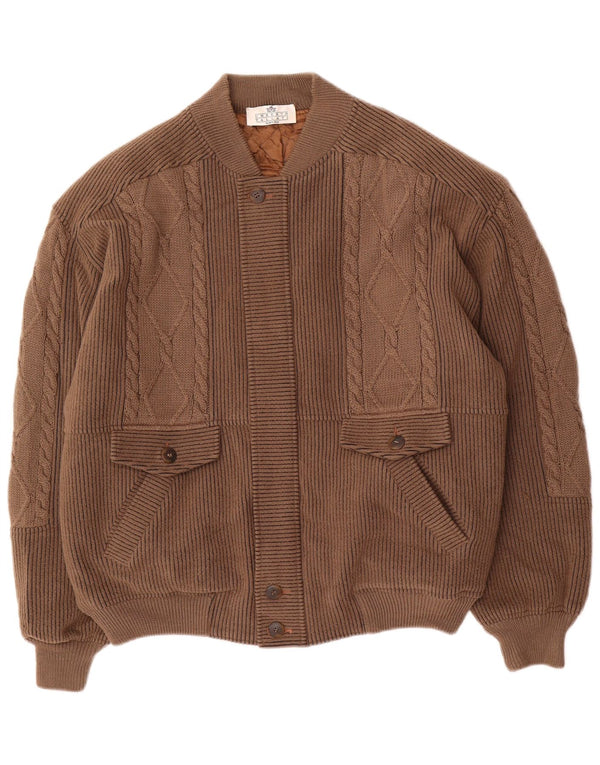 UMBERTO VALLATI Veste Bomber En Tricot Homme IT 52 XL Marron Géométrique