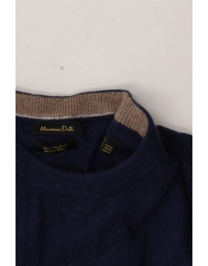 MASSIMO DUTTI Pull col rond homme en laine bleu marine moyen