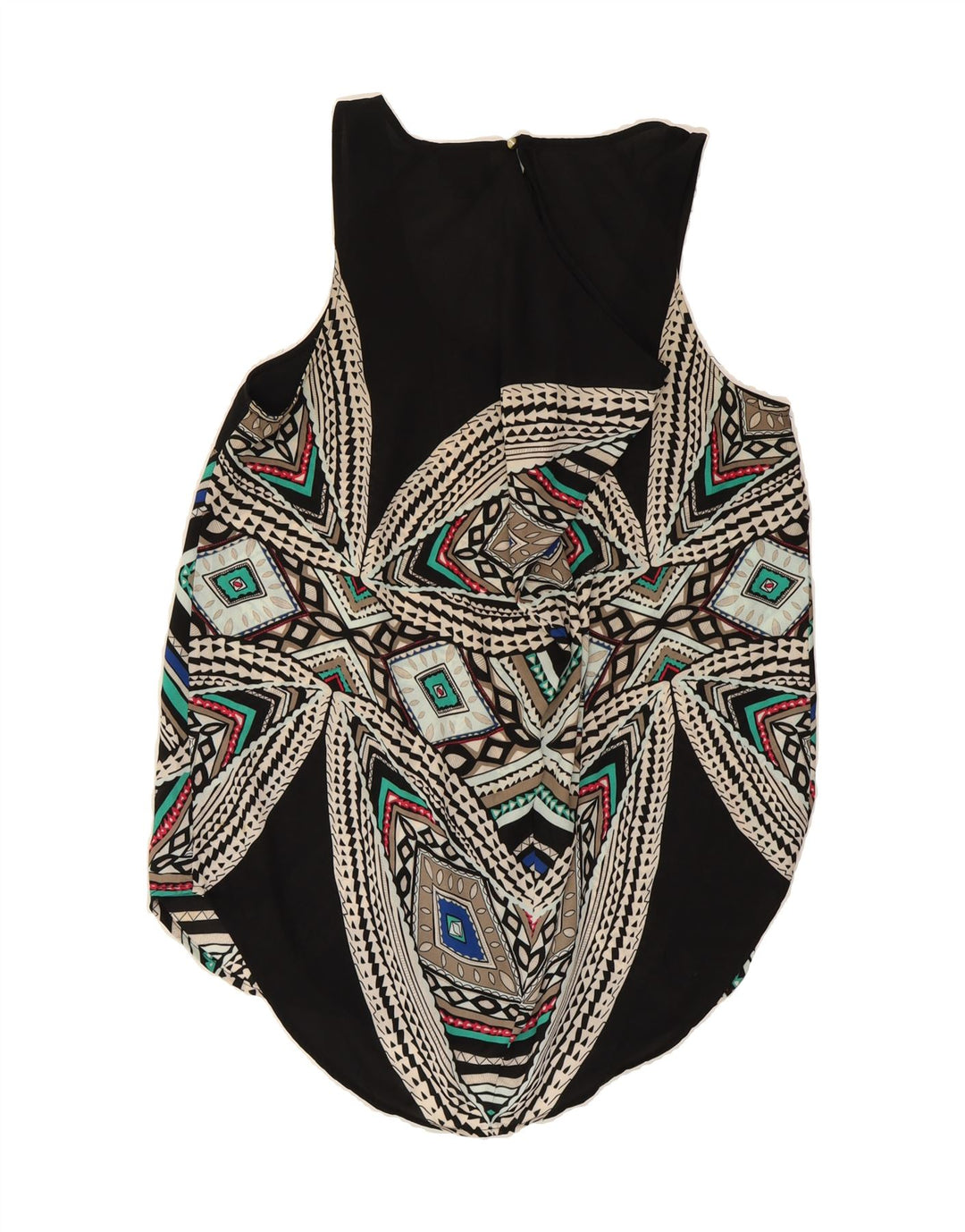 MOSSIMO Womens Sleeveless Tunic Top UK 14 Medium Black Geometric Polyester Vintage Mossimo and Second-Hand Mossimo from Messina Hembry 