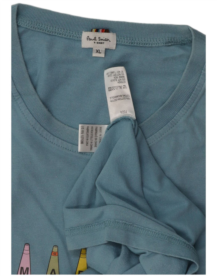 PAUL SMITH T-Shirt Graphique Homme Top XL Bleu Coton
