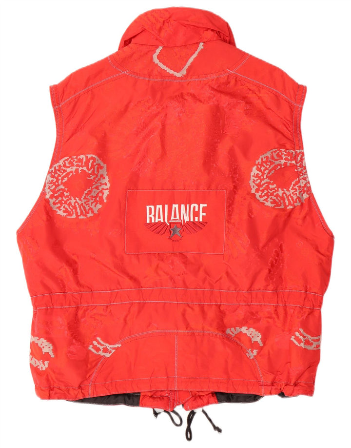 VINTAGE Mens Graphic Gilet UK 40 Grand Rouge Polyamide
