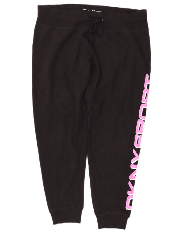 DKNY Pantalon de survêtement graphique pour femme Joggers UK 16 Large Noir Coton