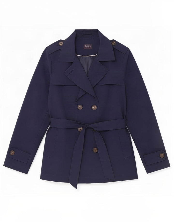 Marks & Spencer Trench-Coat Femme UK 12 Medium Bleu Marine Polyester