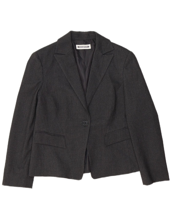 BIANCOGHIACCIO Veste Blazer 1 Bouton Femme IT 46 Grandes Rayures Grises