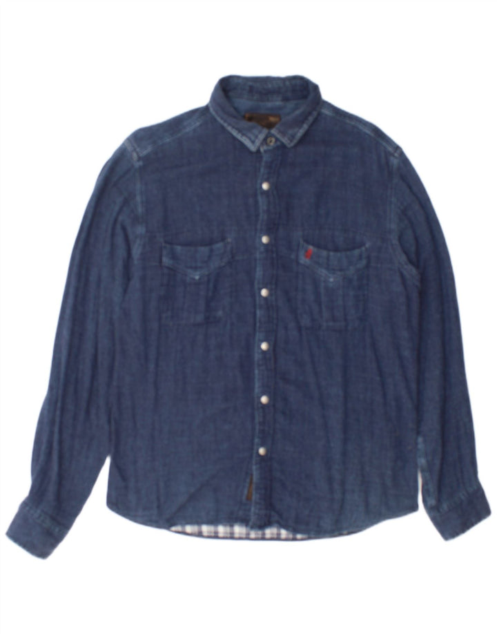 Marlboro Classics Chemise Homme Large Bleu Marine Coton