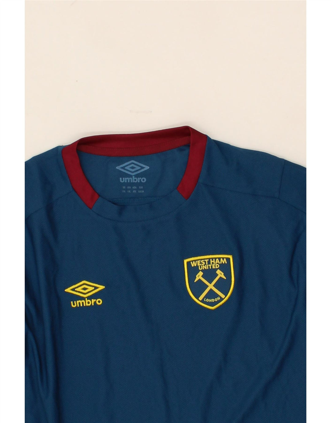 UMBRO Boys Graphic Top Long Sleeve 13-14 Years XL Blue Polyester Vintage Umbro and Second-Hand Umbro from Messina Hembry 