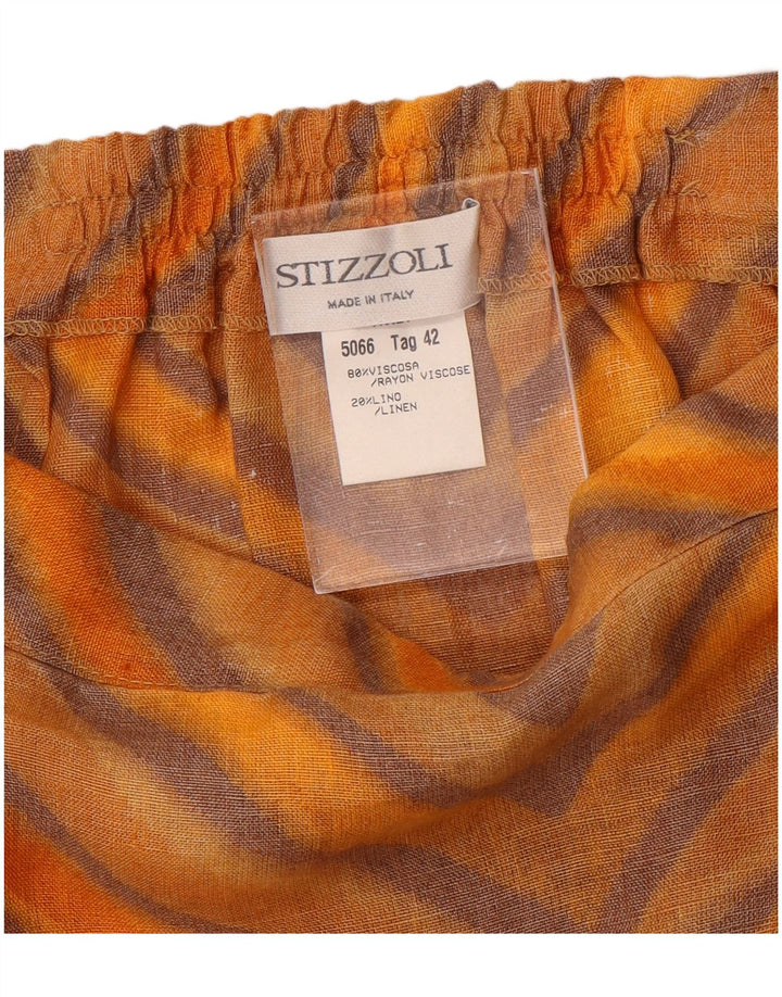 STIZZOLI Femme Jupe Trapèze IT 42 Medium W28 Viscose Rayée Orange