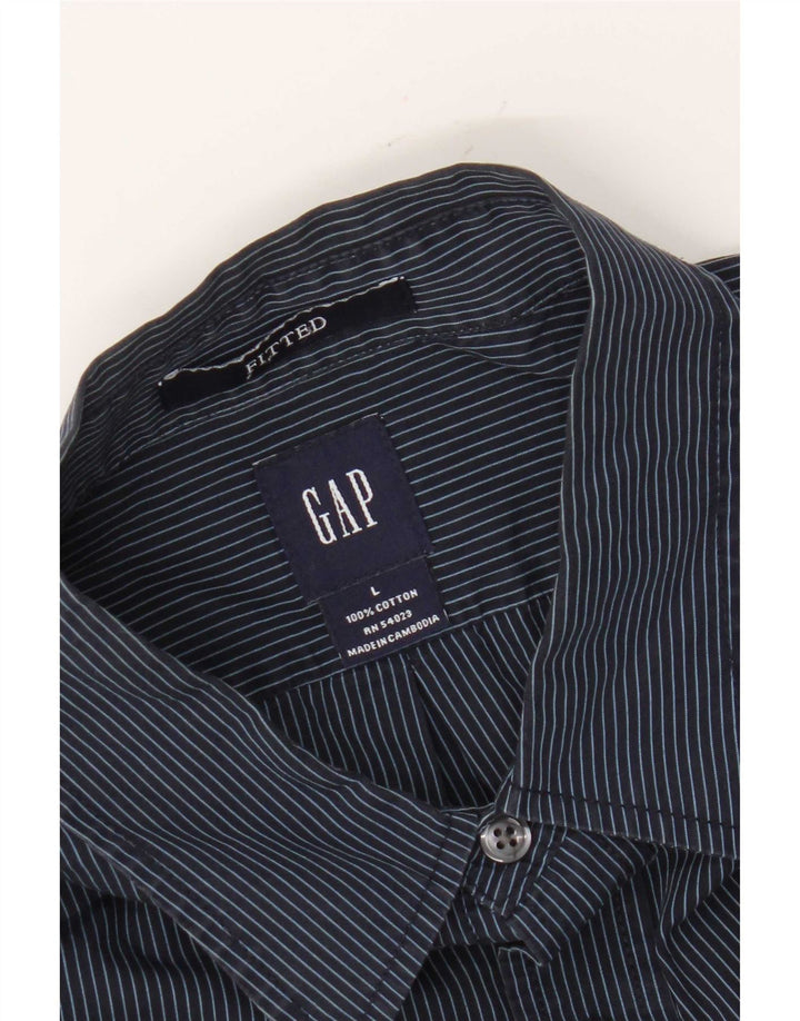 Gap Chemise ajustée pour homme en coton à fines rayures bleu marine