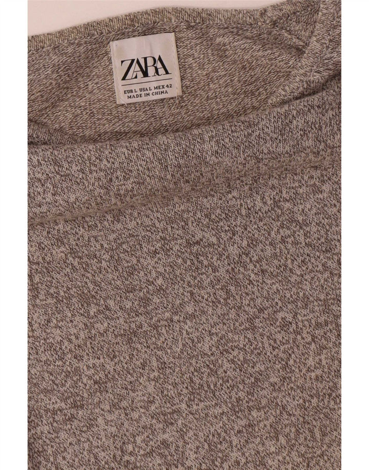Zara Homme Top Manches Longues Large Gris Moucheté