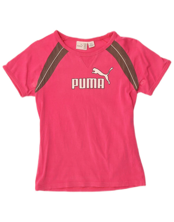 Puma T-shirt graphique pour femme UK 12 Rose moyen Colourblock