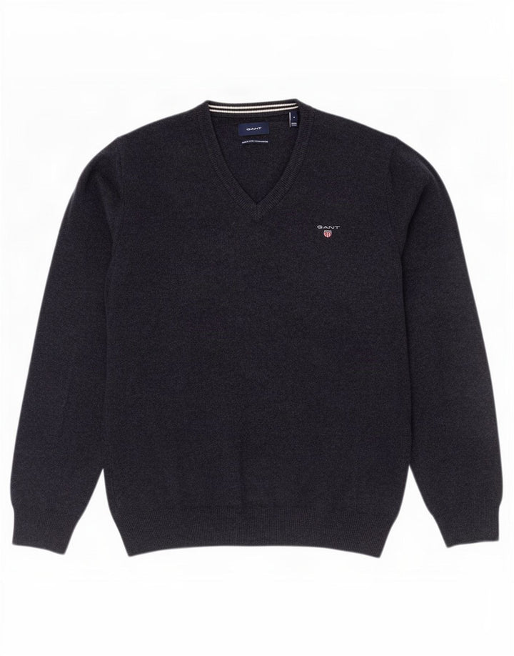 Gant Pull Col V Homme Bleu Marine Moyen Laine