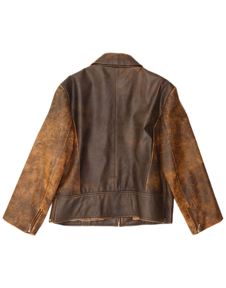 Yessica Veste en cuir slim pour femme UK 20 2XL Cuir marron