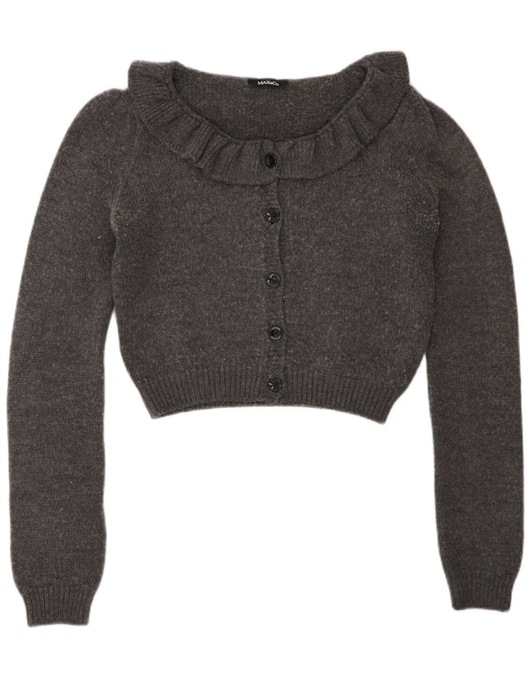 Max & Co. Pull cardigan court pour femme UK 12 laine gris moyen