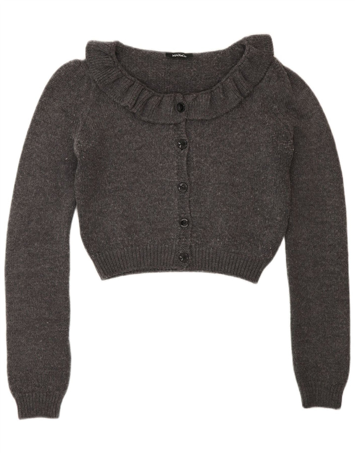 Max & Co. Pull cardigan court pour femme UK 12 laine gris moyen