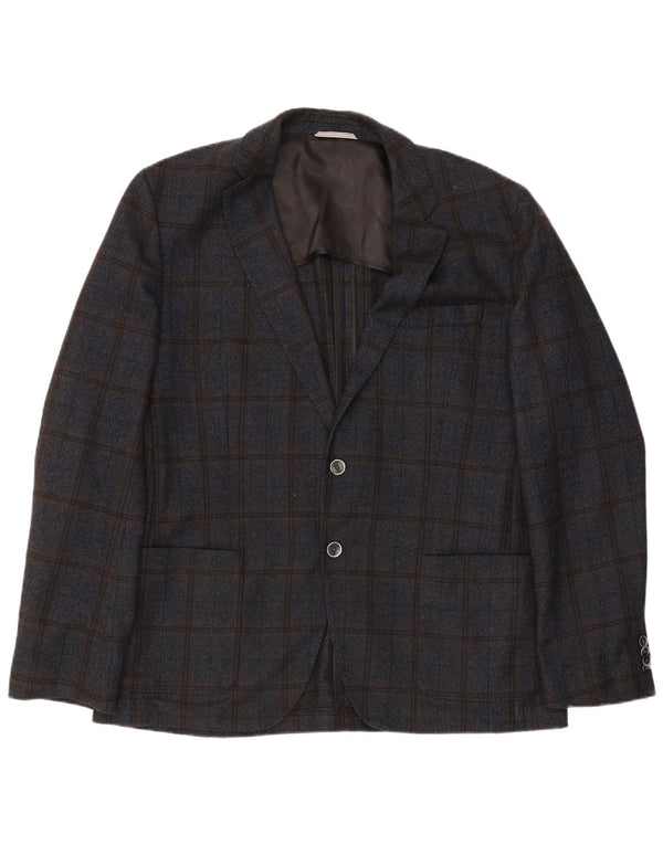 Hugo Boss Veste blazer à 2 boutons pour homme EU 56 3XL Bleu marine à carreaux en laine