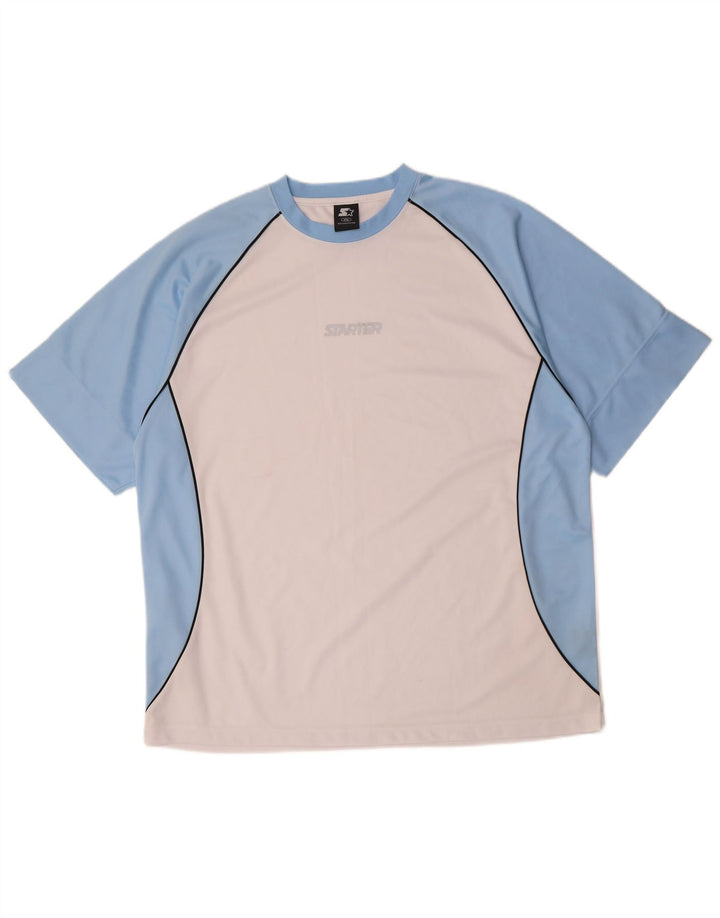 STARTER T-shirt graphique pour hommes 2XL Blanc Colorblock Polyester