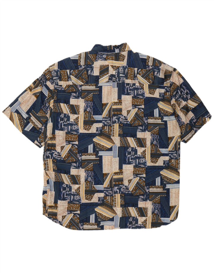 vintage Chemise à manches courtes pour hommes XL Bleu Patchwork