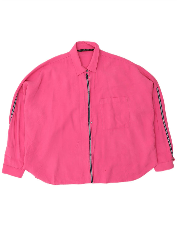 Zara Chemisier surdimensionné pour femme UK 10 Petite viscose rose