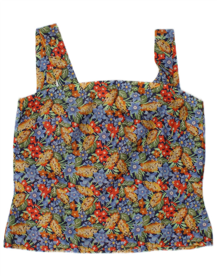 vintage Femmes Cami Top UK 10 Petit Floral Multicolore