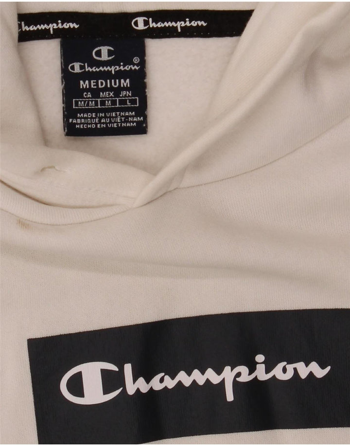 Champion Pull à Capuche Graphique Homme Blanc Moyen Coton