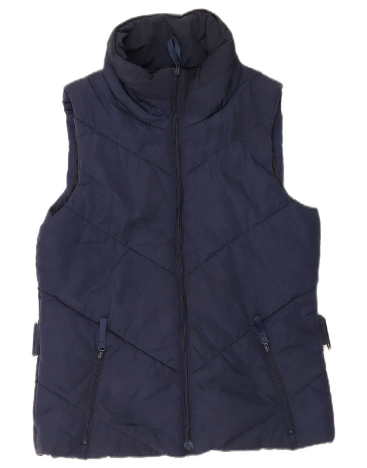 Zara Femme Gilet Rembourré UK 12 Moyen Bleu Marine Polyester