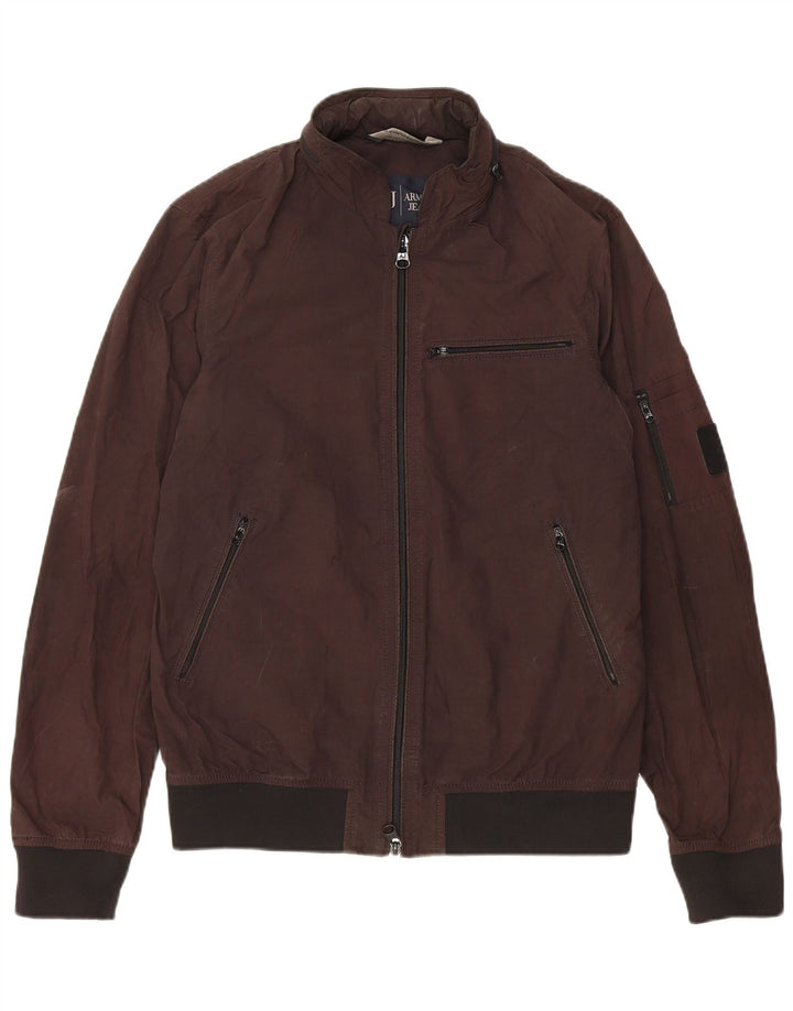 Armani Jeans Veste bomber à capuche pour homme EU 48 Petit Marron Polyester
