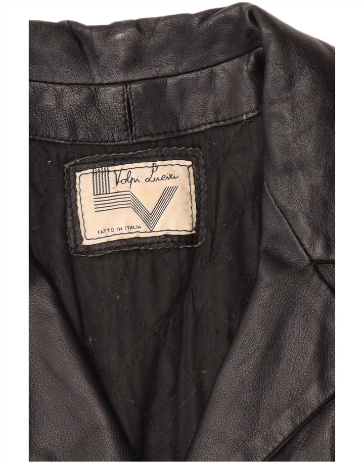 manteau en cuir femme vintage UK 12 Noir Moyen