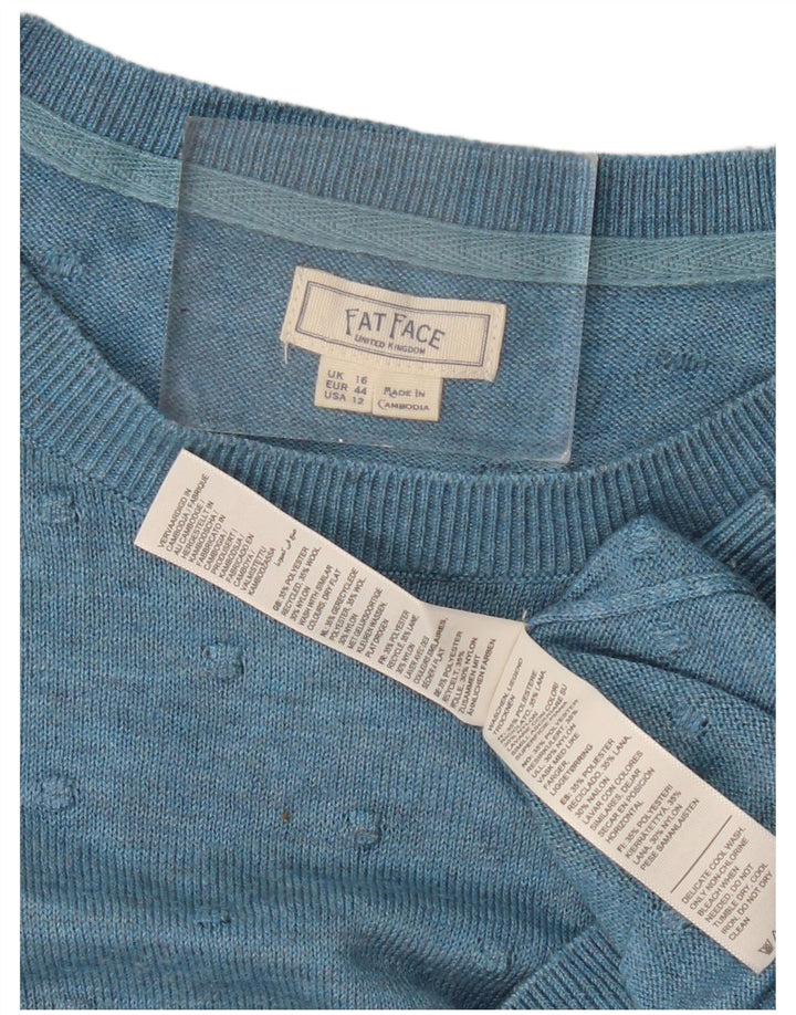 Fat Face Pull ras du cou pour femme UK 16 Large Bleu Polyester