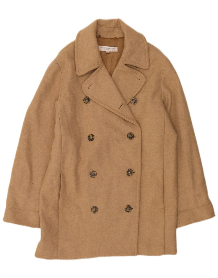 French Connection Manteau Double Boutonnage Femme UK 12 Laine Beige Moyen