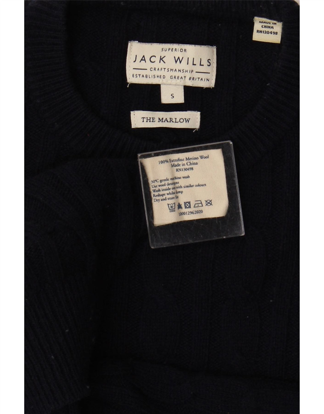 JACK WILLS Mens The Marlow Crew Neck Jumper Sweater Small Navy Blue