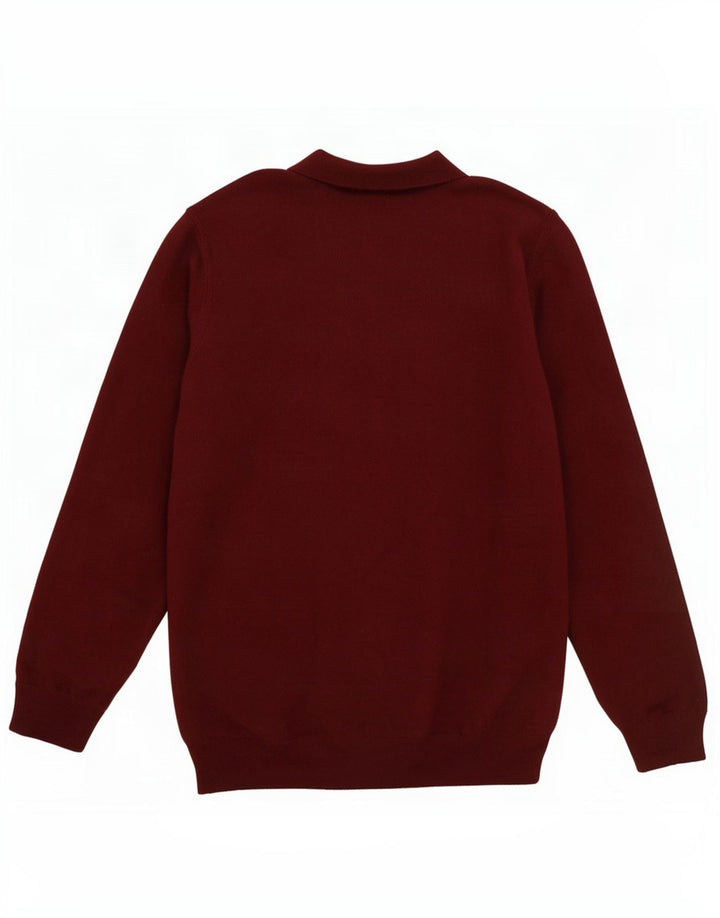 Massimo Dutti Pull col polo pour homme en laine bordeaux Taille L
