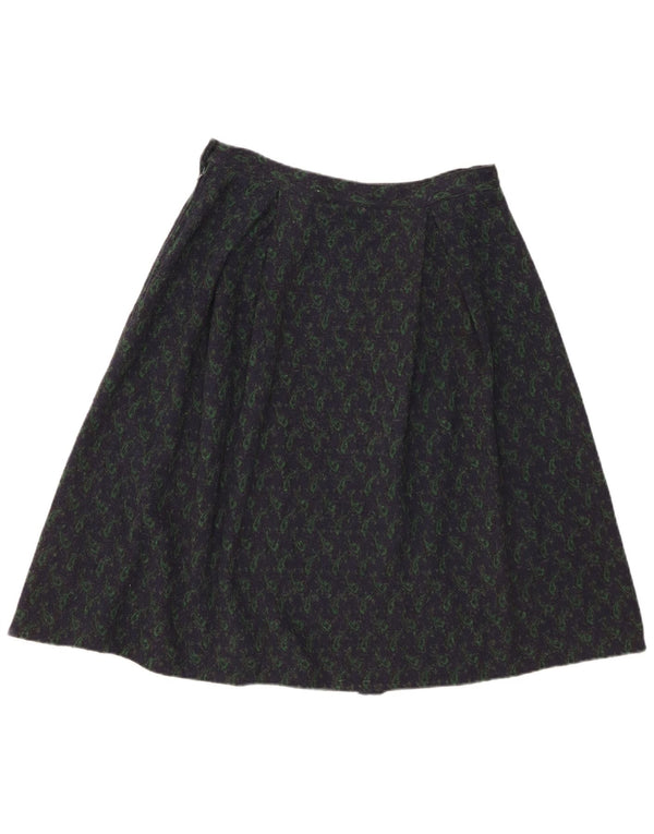 vintage Femme A-Line Jupe W28 Moyen Marine Bleu Paisley