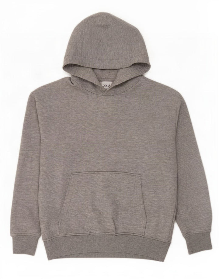 Zara Pull À Capuche Homme Gris Moyen Polyester