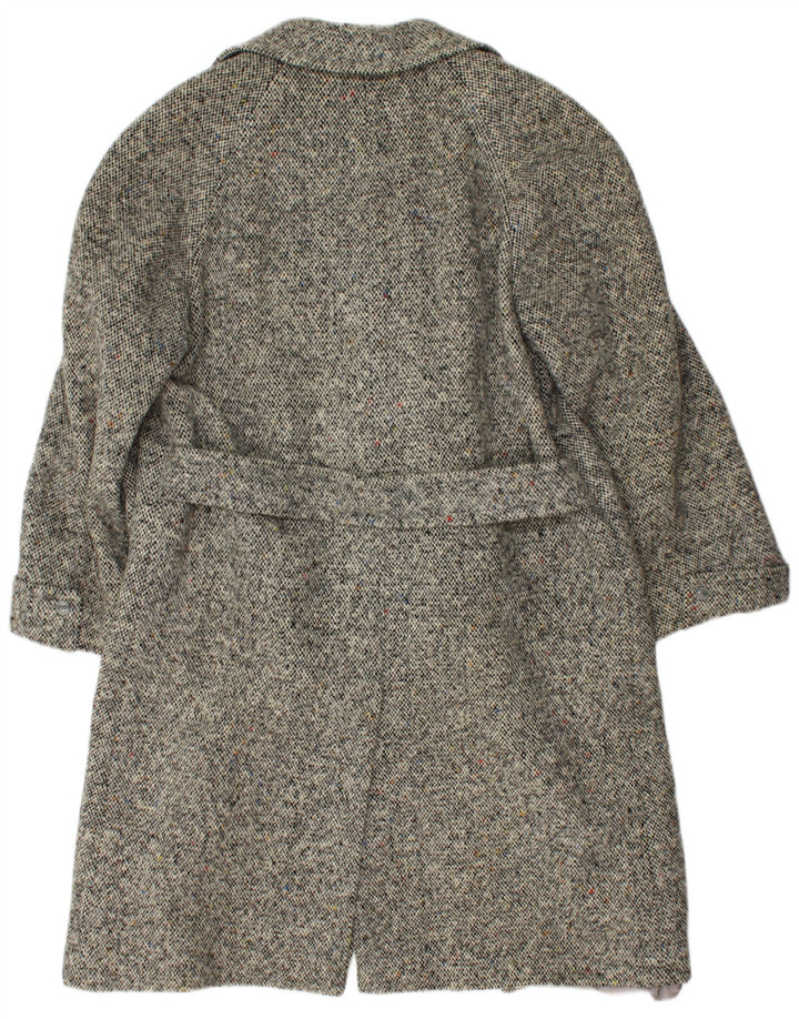 VINTAGE Manteau croisé femme IT 42 Gris Moyen Chevrons