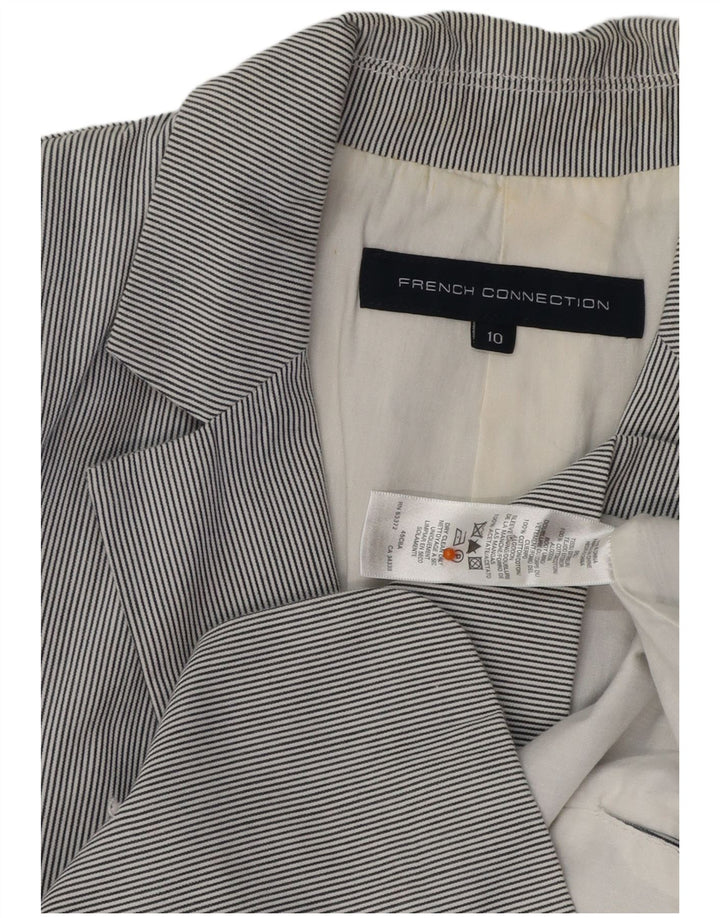FRENCH CONNECTION Veste Blazer Femme UK 10 Petite Rayure Bleue