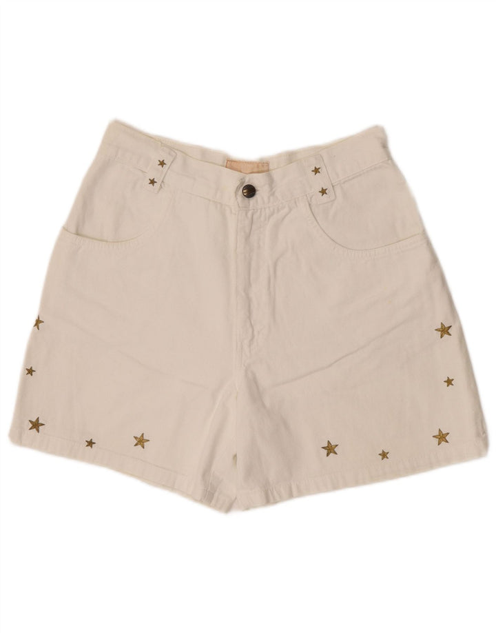 short en denim femme vintage IT 42 Medium W30 Coton géométrique blanc