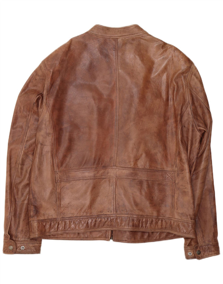 veste en cuir homme vintage IT 60 4XL Marron