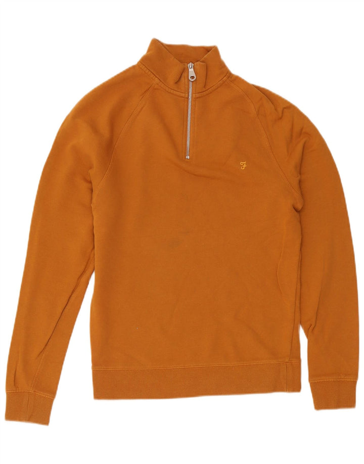 Farah Sweat-shirt à col zippé pour homme, petit coton jaune