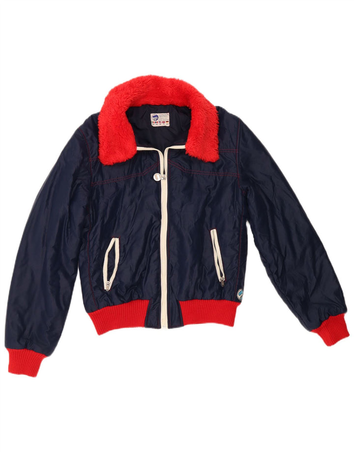 Samas Veste Bomber Femme UK 16 Large Bleu Marine Colorblock Nylon