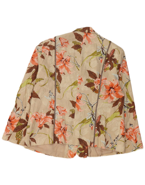GERRY WEBER Veste blazer à manches 3/4 pour femme UK 20 2XL Beige Floral