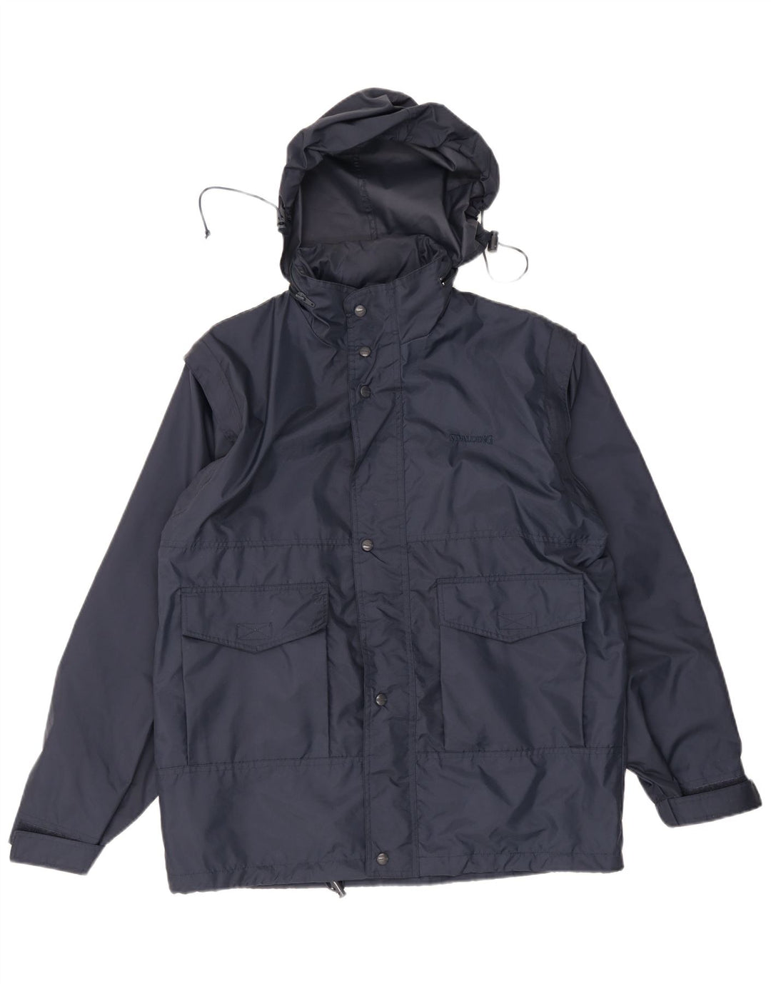 Spalding Veste de pluie à capuche pour homme UK 38 Medium Bleu marine Polyamide