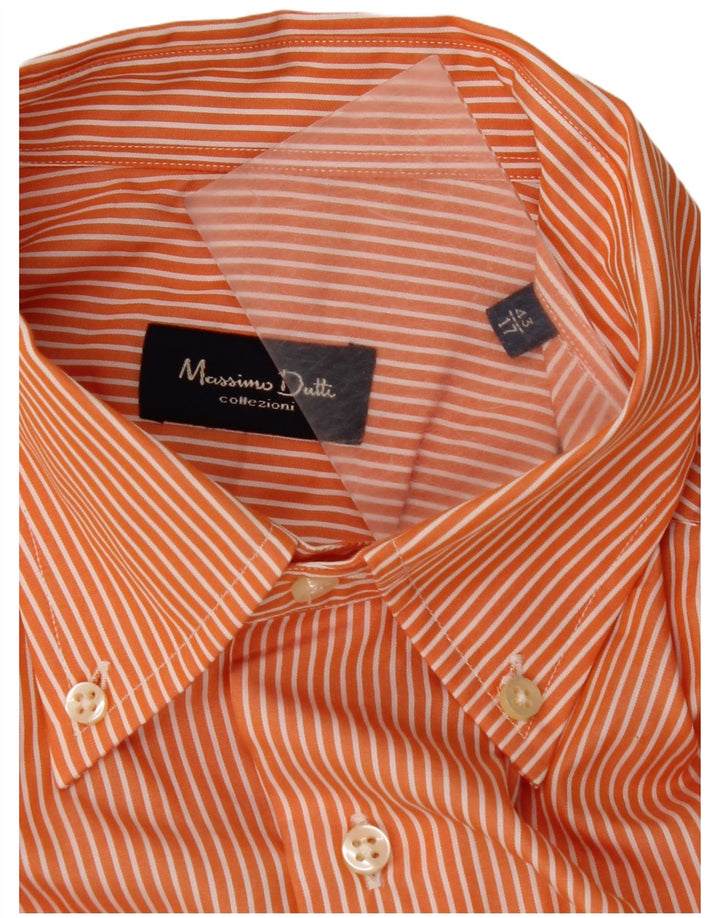 MASSIMO DUTTI Chemise Homme Taille 43 17 XL Orange Pinstripe