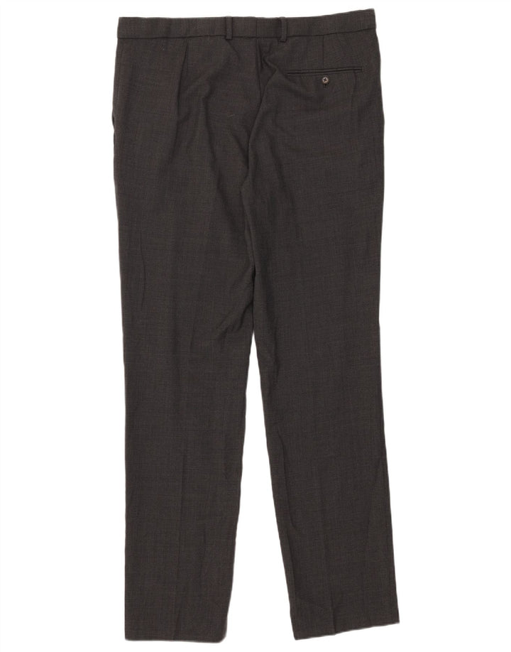 Marks & Spencer Pantalon de costume slim sur mesure pour homme W36 L33 Laine à carreaux gris
