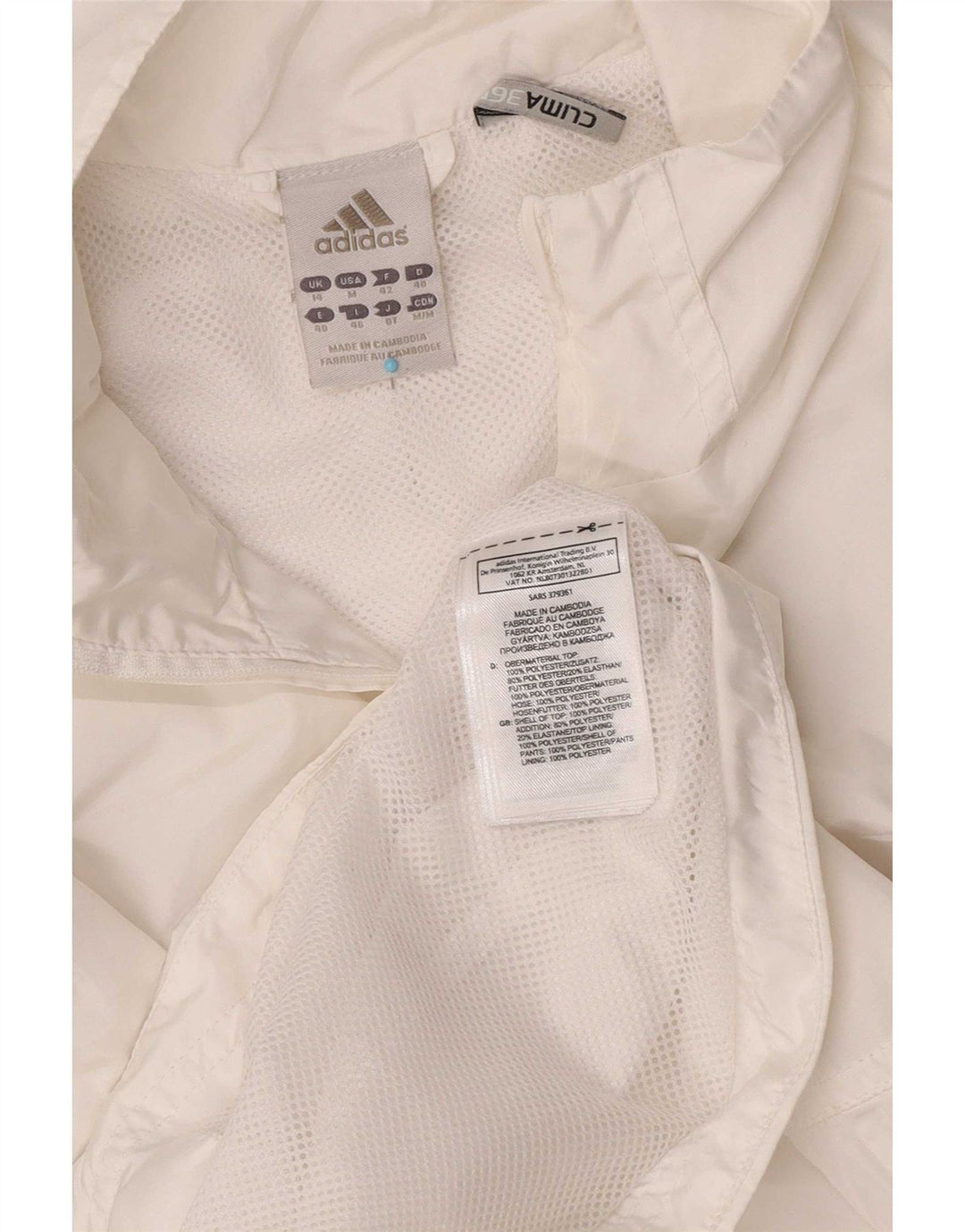 Adidas Femmes Clima 365 Survêtement Top Veste UK 14 Moyen Blanc Polyester